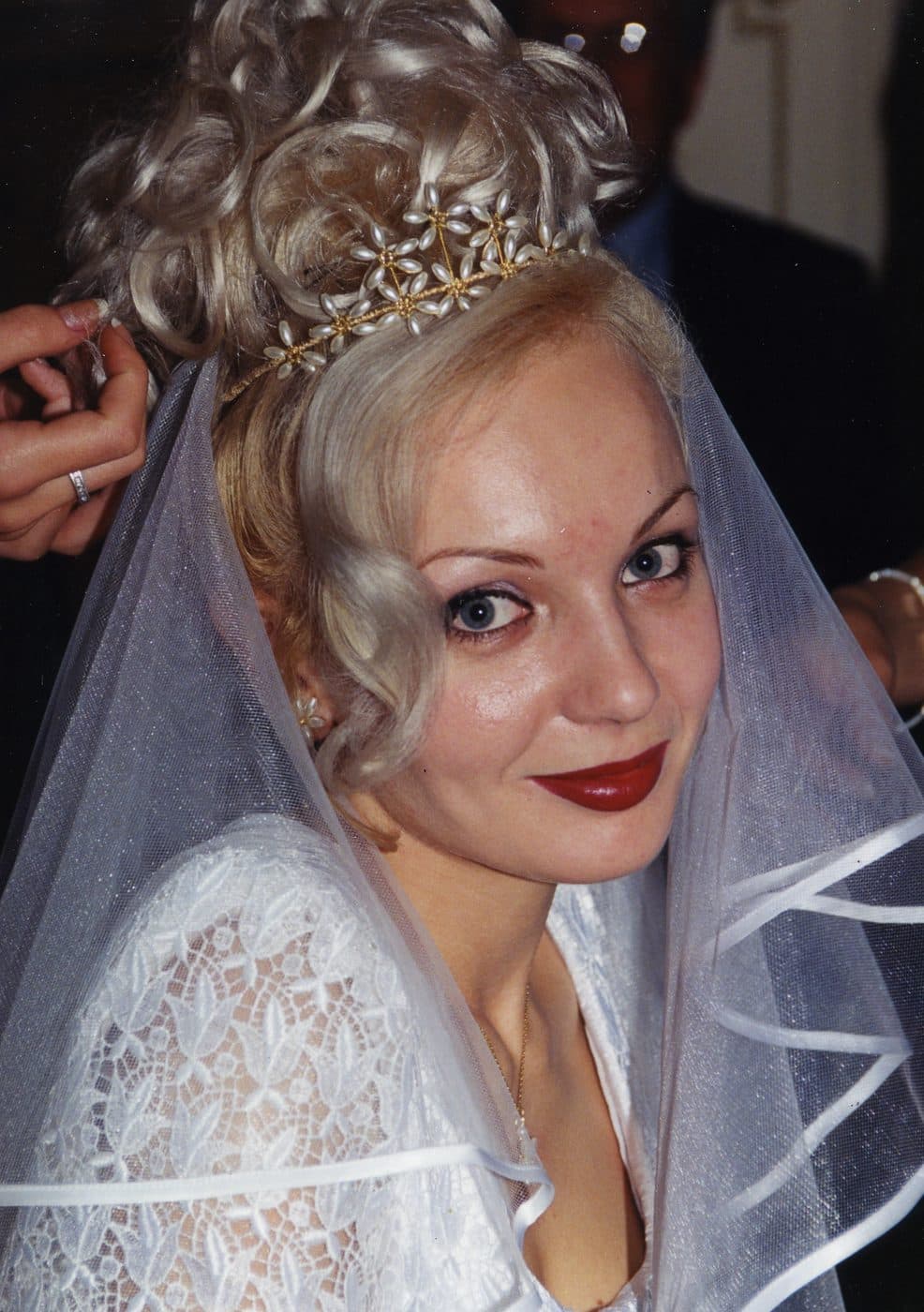 Mady in her wedding veil and tiara
