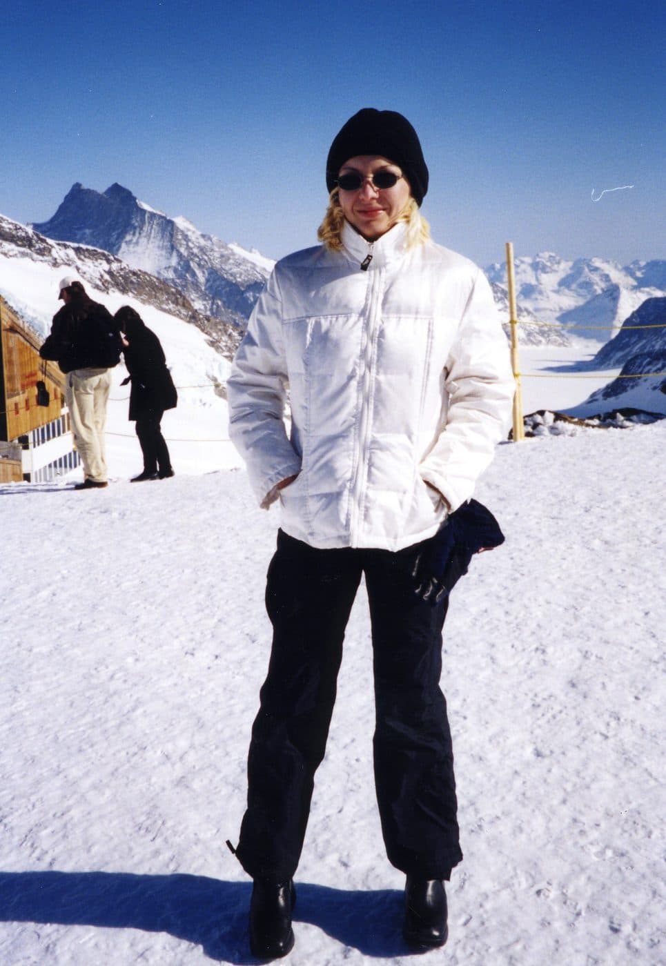Mady in the snow in the mountains