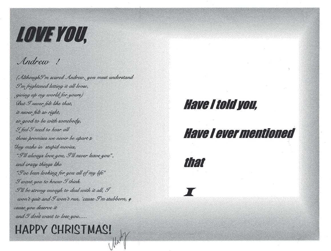 A handwritten card from Mady