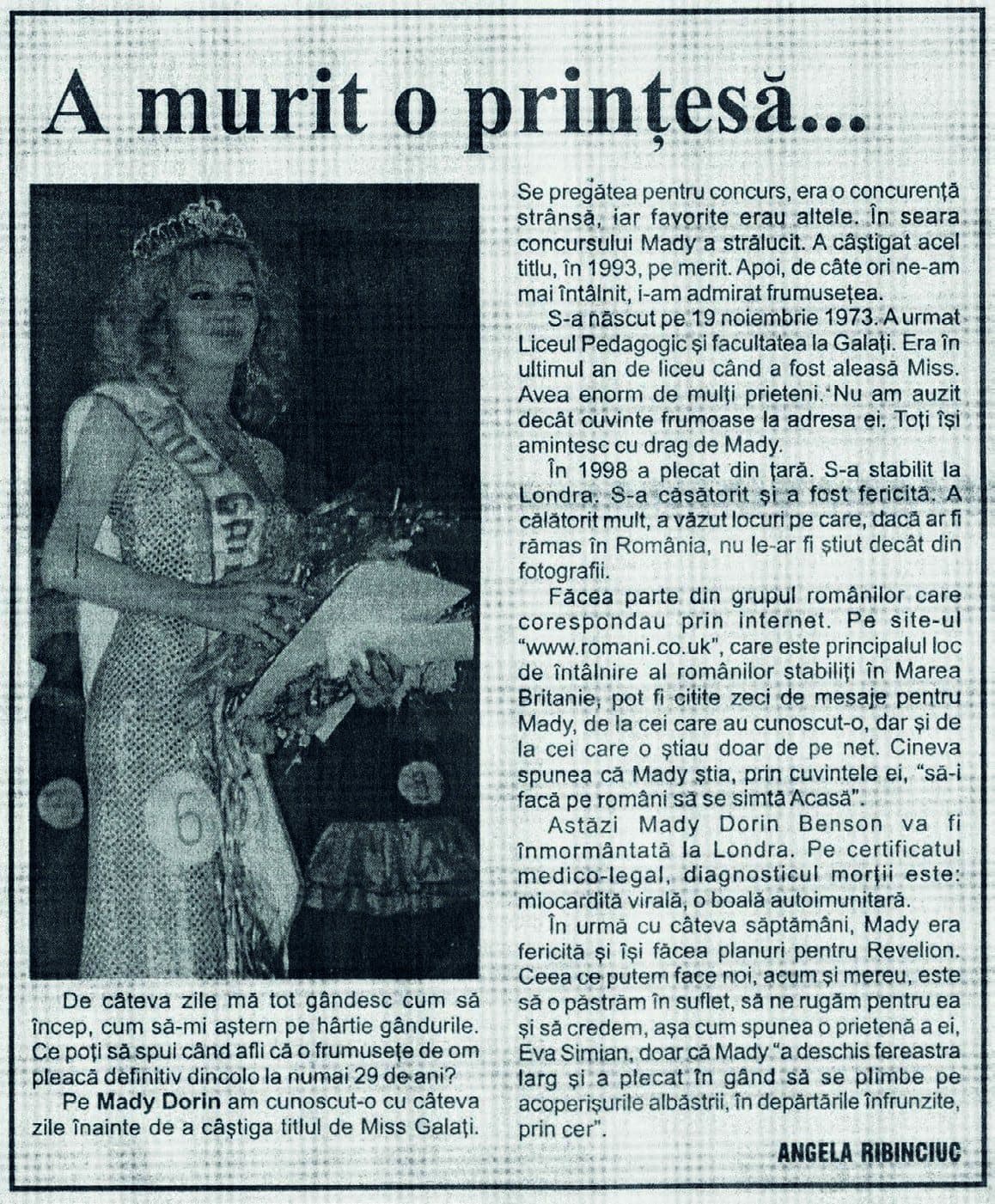 Romanian newspaper article about Mady