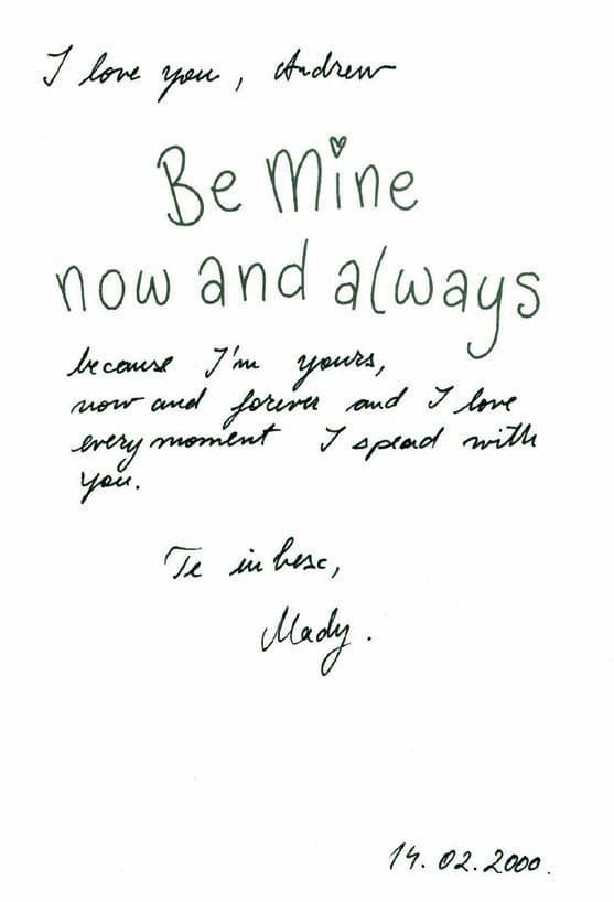 A handwritten note from Mady